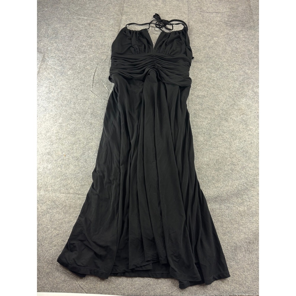 BCBGMAXAZRIA Halter Ruched Empire Waist Midi Cocktail Dress Sexy Going Out L